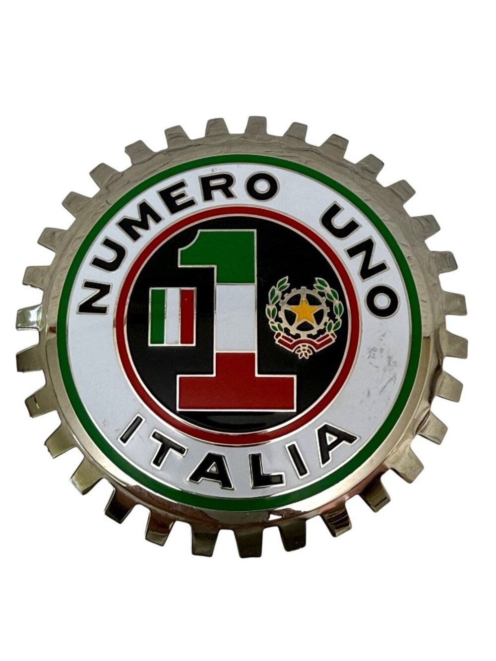 Vintage Numero Uno Italia Car Grille Badge Enamel Medallion Auto Accessory